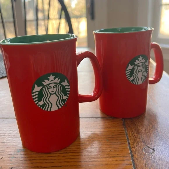Starbucks Red Ceramic Mugs Holiday  - Pair - Picture 2 of 6